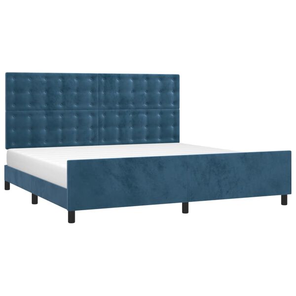 vidaXL Estrutura de cama sem colch&atilde;o 200x200 cm veludo azul-escuro