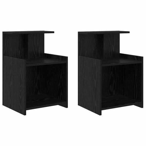 vidaXL Arm&aacute;rio de Cabeceira 2 pcs Carvalho Preto 40 x 35 x 60 cm