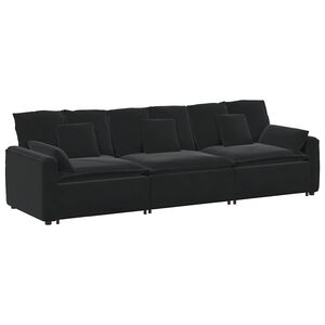 vidaXL Sof&aacute; modular com almofadas preto
