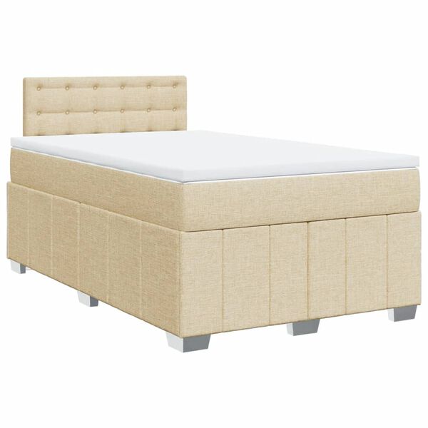 vidaXL Cama com molas/colch&atilde;o 120x200 cm tecido cor creme