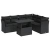 vidaXL 7 pcs conjunto de sof&aacute;s p/ jardim c/ almofad&otilde;es vime PE preto