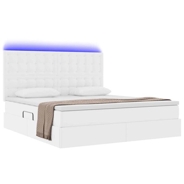 vidaXL Cama com arruma&ccedil;&atilde;o e LED com colch&atilde;o Branco Puro 180 x 200 cm