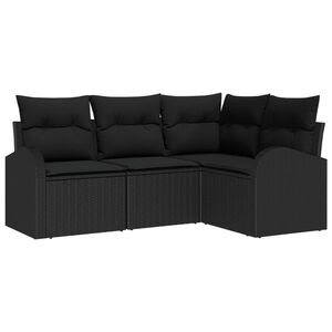 vidaXL Conjunto de Sof&aacute; de Jardim 4 pcs Preto vime PE