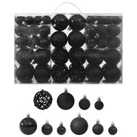 vidaXL Conjunto de bolas de natal 100 pcs preto