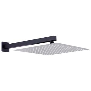 vidaXL Bra&ccedil;o de apoio chuveiro quadrado a&ccedil;o inox 201 30 cm preto
