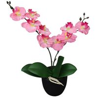 vidaXL Planta orquídea artificial com vaso 30 cm rosa
