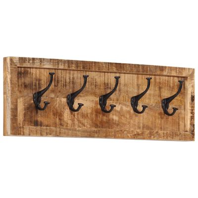 vidaXL Cabide de parede com 5 ganchos madeira de mangueira maciça