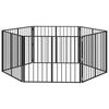vidaXL Port&atilde;o para Cachorros 6 unid. Preto 100 x 80 cm A&ccedil;o Galvanizado