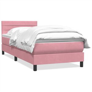 vidaXL Cama com molas/colch&atilde;o rosa 90x220 cm veludo