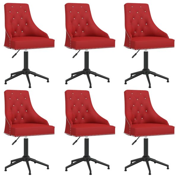 vidaXL Cadeiras de jantar girat&oacute;rias 6 pcs veludo vermelho tinto