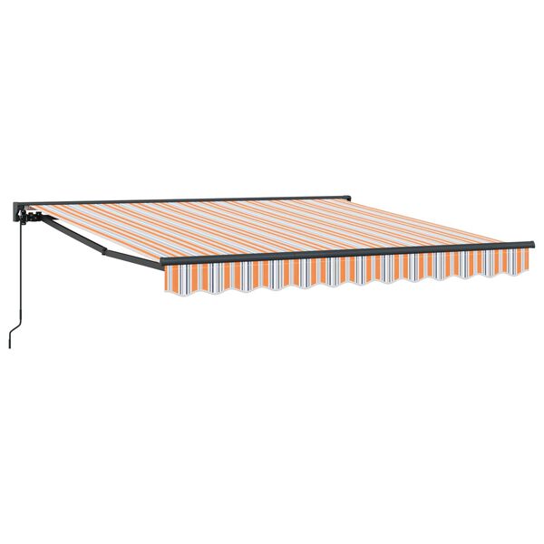 vidaXL Toldo Retr&aacute;til Azul e Laranja 350 x 250 cm Alum&iacute;nio e Tecido