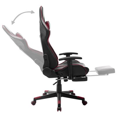 vidaXL Cadeira gaming c/ apoio de pés couro art. preto/vermelho tinto