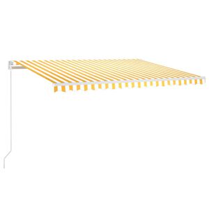vidaXL Toldo retr&aacute;til autom&aacute;tico 450x300 cm amarelo e branco