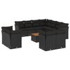 vidaXL 12 pcs conjunto de sof&aacute;s de jardim c/ almofad&otilde;es vime PE preto