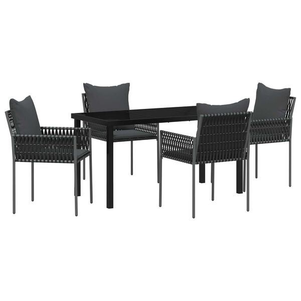 vidaXL Conjunto de Jantar para Jardim 5 pcs Preto e Cinza Rattan de PE