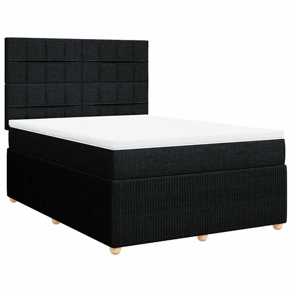 vidaXL Cama com molas/colch&atilde;o 140x200 cm tecido preto