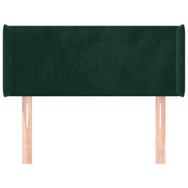 vidaXL Cabeceira de cama c/ abas veludo 93x16x78/88 cm verde-escuro