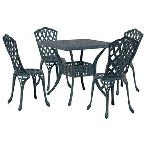 vidaXL Conjunto de Mesa de Jardim 5 pcs Verde Alum&iacute;nio Fundido