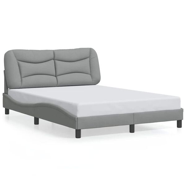 vidaXL Estrutura de cama sem colch&atilde;o Hvar 120x200 cm tecido cinzento-claro
