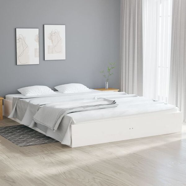 vidaXL Estrutura de cama 120x200 cm madeira maci&ccedil;a branco