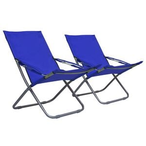 vidaXL Conjunto de 2 cadeiras dobr&aacute;veis em tecido azul.