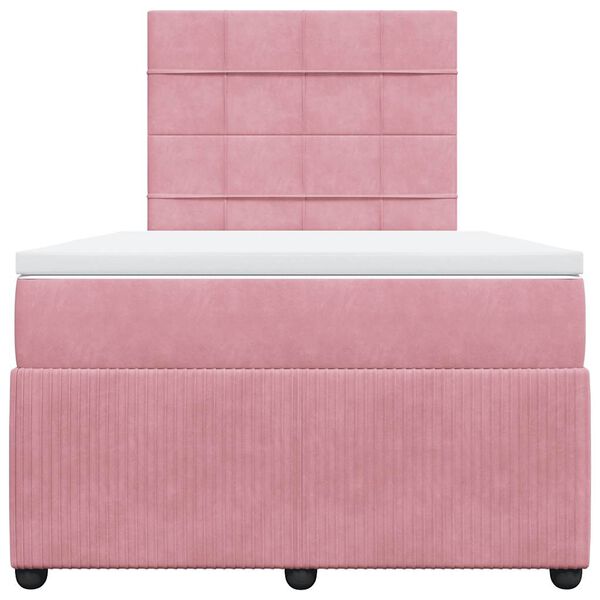 vidaXL Cama boxspring com colch&atilde;o 120x200 cm veludo rosa