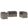 vidaXL Sof&aacute;s de canto para jardim 6 pcs 57x57x56 cm vime PE cinzento