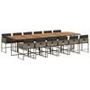 vidaXL 13 pcs conjunto jantar p/ jardim c/ almofad&otilde;es vime PE cinzento