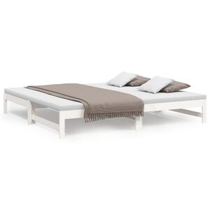 vidaXL Sof&aacute;-cama de puxar 2x(100x200) cm madeira pinho maci&ccedil;a branco