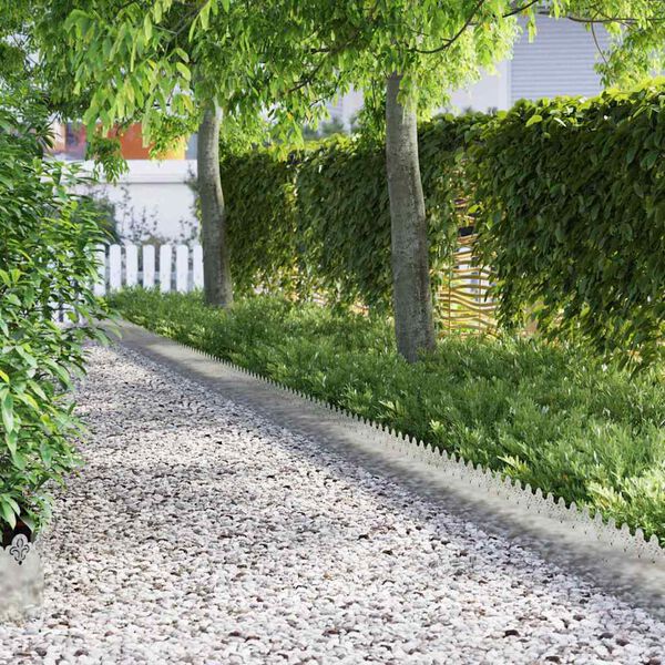 vidaXL Delimitadores de relvado 10 pcs Prateado 103 x 0,05 x 22 cm