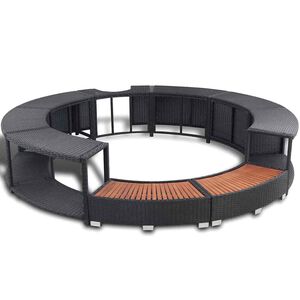 vidaXL Contorno de banheira vime PE preto