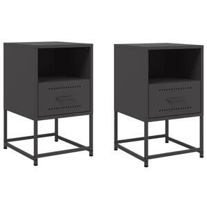 vidaXL Mesas de cabeceira 2 pcs 36x39x60,5 cm a&ccedil;o preto