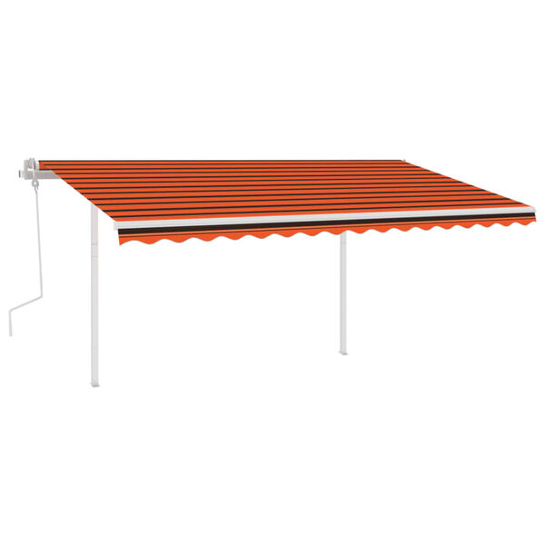 vidaXL Toldo retrátil manual com luzes LED 4x3 m laranja e castanho