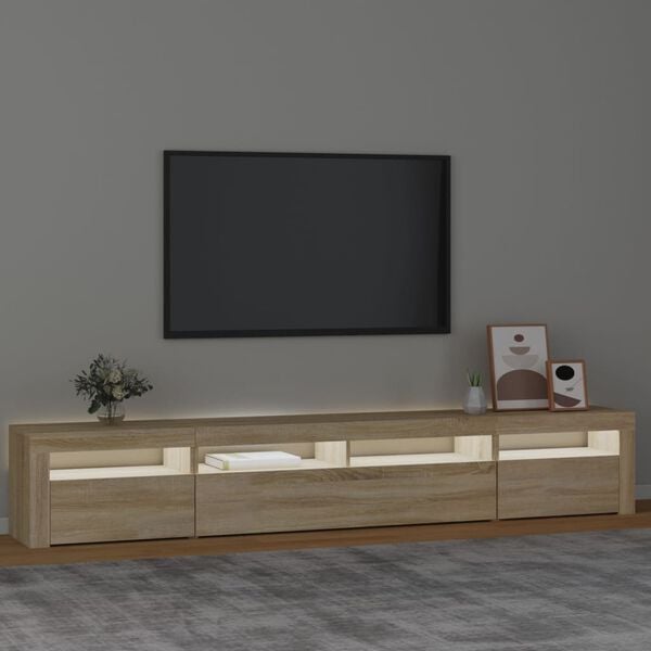 vidaXL Móvel de TV com luzes LED 240x35x40 cm carvalho sonoma