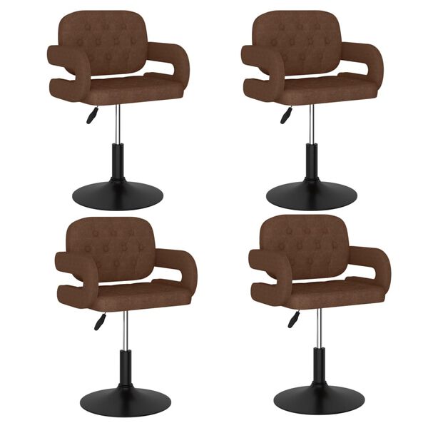 vidaXL Cadeiras de jantar girat&oacute;rias 4 pcs tecido castanho