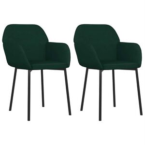 vidaXL Cadeiras de jantar 2 pcs veludo verde-escuro