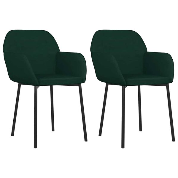 vidaXL Cadeiras de jantar 2 pcs veludo verde-escuro