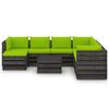 vidaXL 9 pcs conj. lounge jardim c/ almofad&otilde;es madeira impreg. cinza
