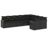vidaXL 9 pcs conjunto de sof&aacute;s p/ jardim c/ almofad&otilde;es vime PE preto