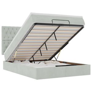 vidaXL Estrutura de cama otomana com colch&otilde;es 140x190cm cinzento claro