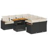 vidaXL 9 pcs conjunto sof&aacute;s p/ jardim almofad&otilde;es vime PE/ac&aacute;cia preto