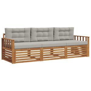 vidaXL Conjunto de Sof&aacute;s para Exterior 3 pcs Cinza Natural e Claro