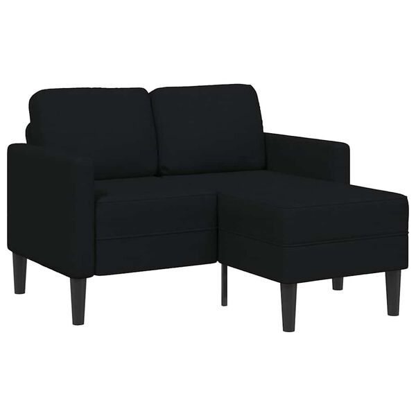 vidaXL Sofá 2 lugares com Chaise em L 125 cm tecido preto