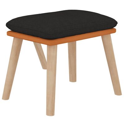 vidaXL Cadeira de descanso c/ apoio pés couro artificial+tecido preto
