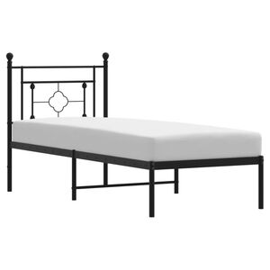 vidaXL Estrutura de cama metal s/ colch&atilde;o c/ cabeceira 75x190 cm preto