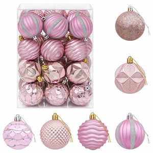 vidaXL Conjunto de Bolas de Natal 36 unid. Rosa 6 cm Poliestireno