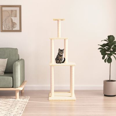 vidaXL Árvore para gatos c/ postes arranhadores sisal 149 cm cor creme