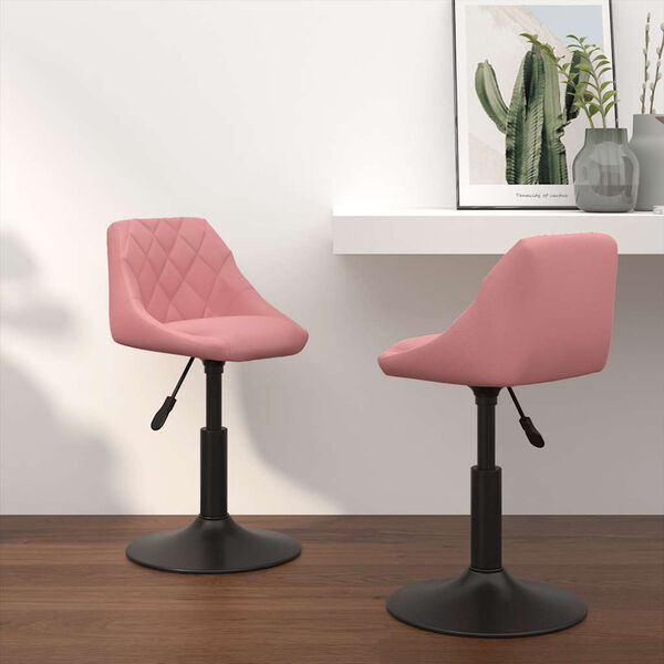 vidaXL Cadeiras de jantar girat&oacute;rias 2 pcs veludo rosa