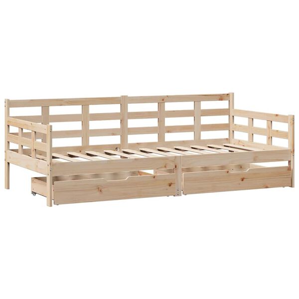 vidaXL Sofá-cama com gavetas 90x190 cm madeira de pinho maciça