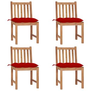 vidaXL Cadeiras de jardim c/ almofad&otilde;es 4 pcs madeira de teca maci&ccedil;a